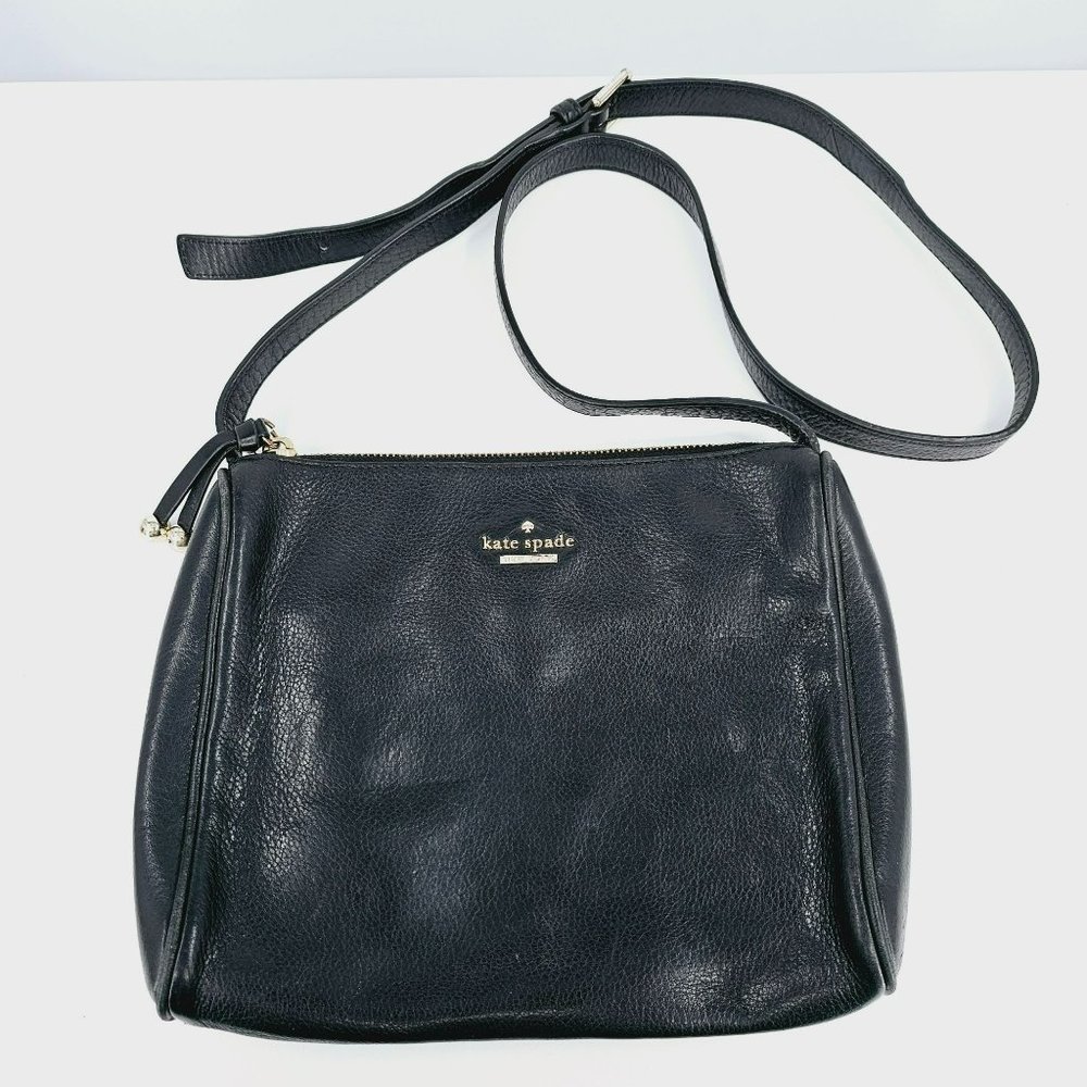 Kate Spade Lombard Street Cayli Black Leather Crossbody Bag Striped Designer